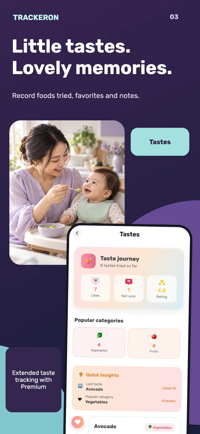 Trackeron — First foods journal