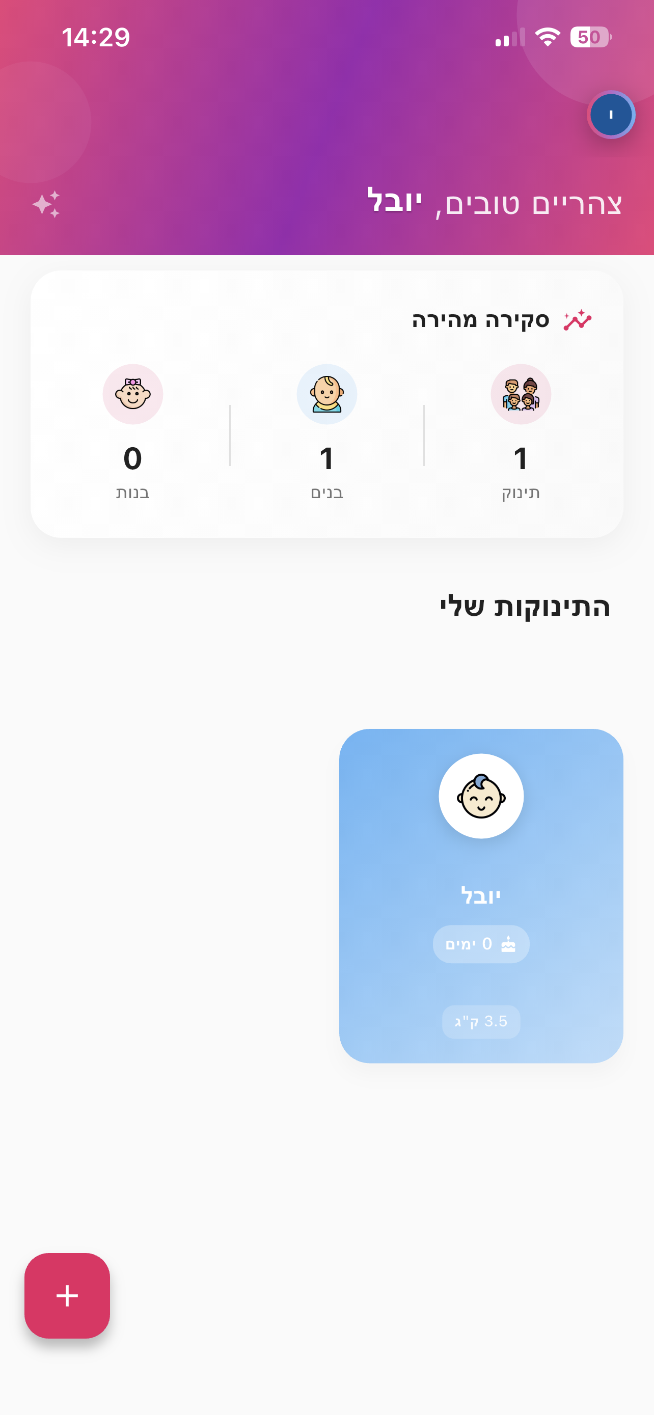 מסך הבית של מעקבון - סקירה מהירה של התינוקות